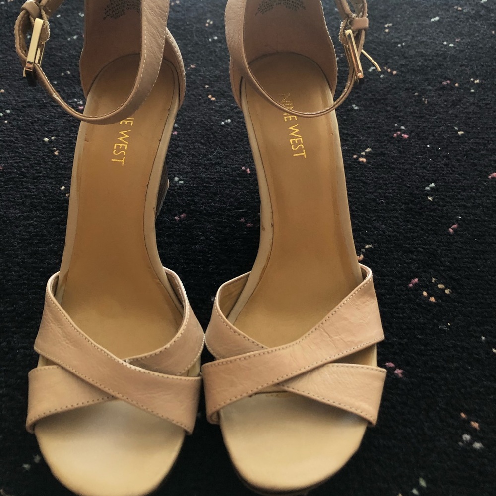 Beige Sandal Platform Heel Ankle Strap
